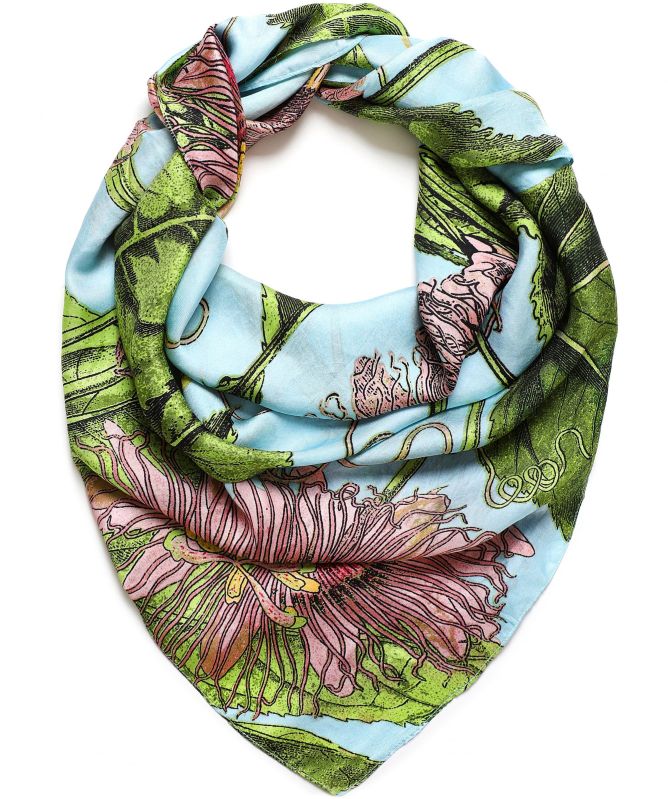 One Hundred Stars Kew Passion Flower Silk Scarf