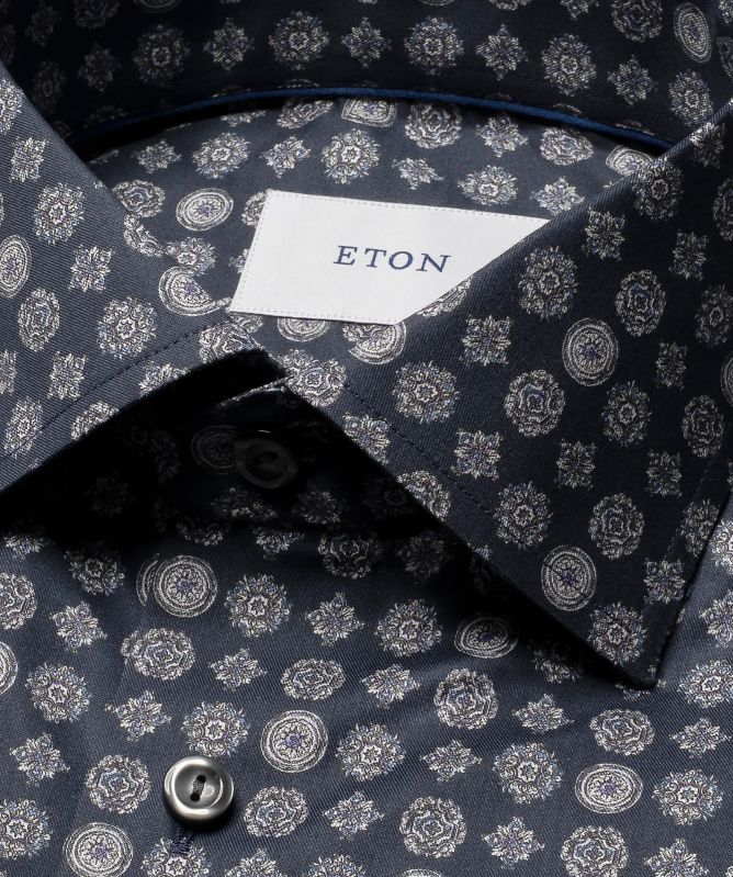 Eton Geometric Twill Contemporary Fit Shirt