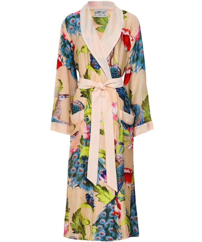 One Hundred Stars Peacock and Poppies Full Length Gown