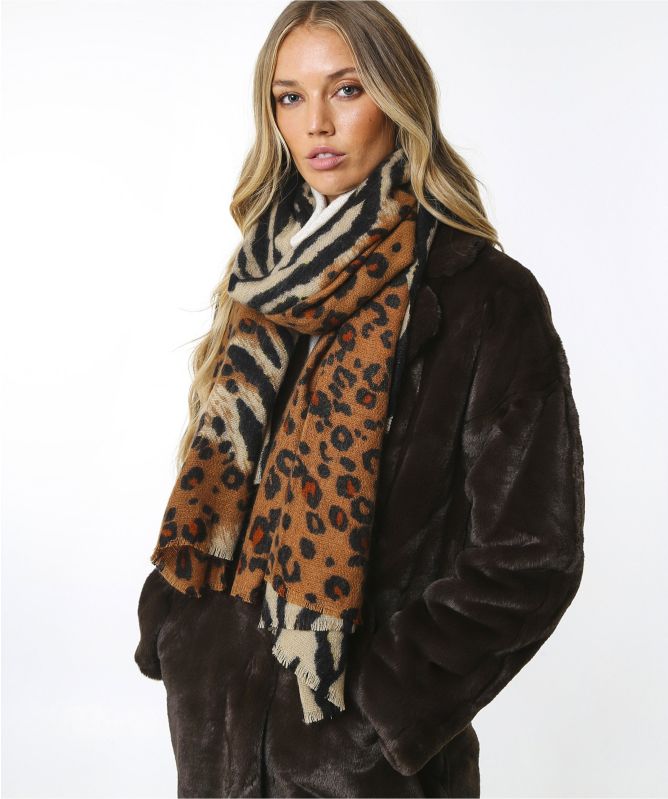 Rino and Pelle Hind Animal Print Scarf