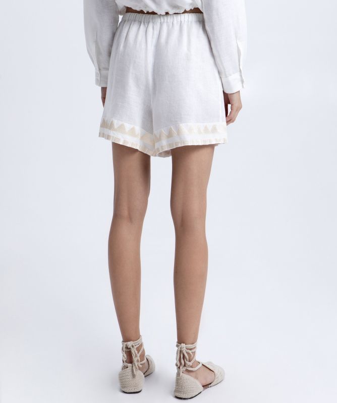 Greek Archaic Kori Papyrus Linen Shorts