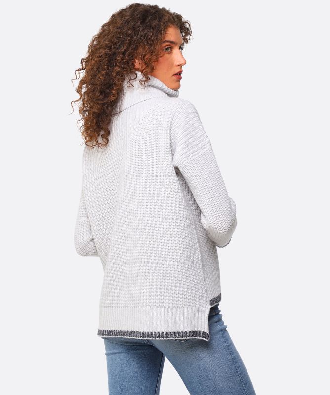 Eddy and Ivy Merino Cashmere Contrast Trim Roll Neck Jumper