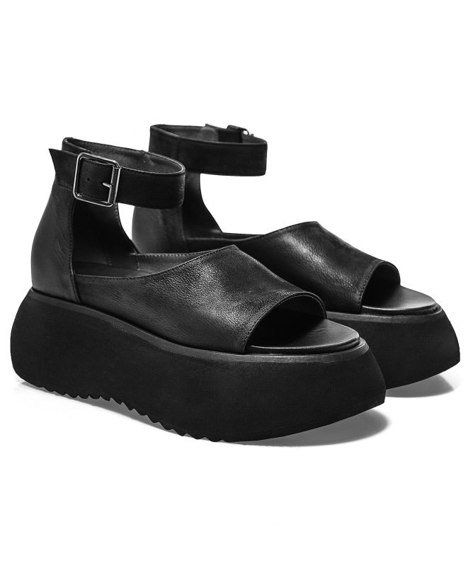 Lofina Leather Ankle Strap Platform Sandals