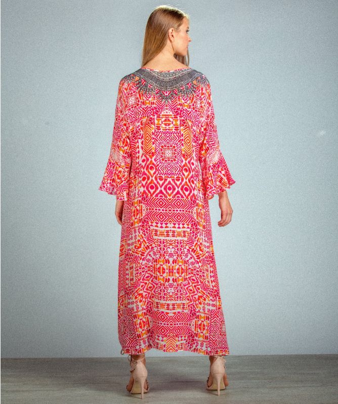 Inoa Shiraz Silk Frill Sleeve Kaftan