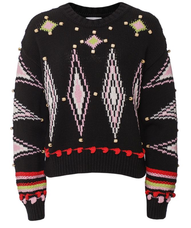 Hayley Menzies Intarsia Diamond Beaded Jumper