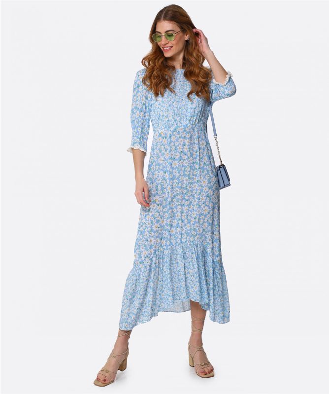 RIXO Blue Saffron Midi Dress Jules B
