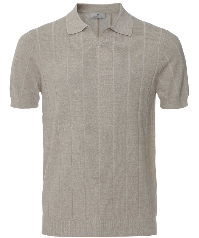 Thomas Maine Merino Linen Open Collar Polo