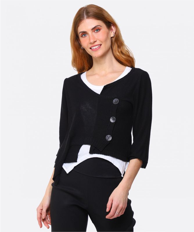 Lurdes Bergada Recycled Asymmetric Button Cardigan