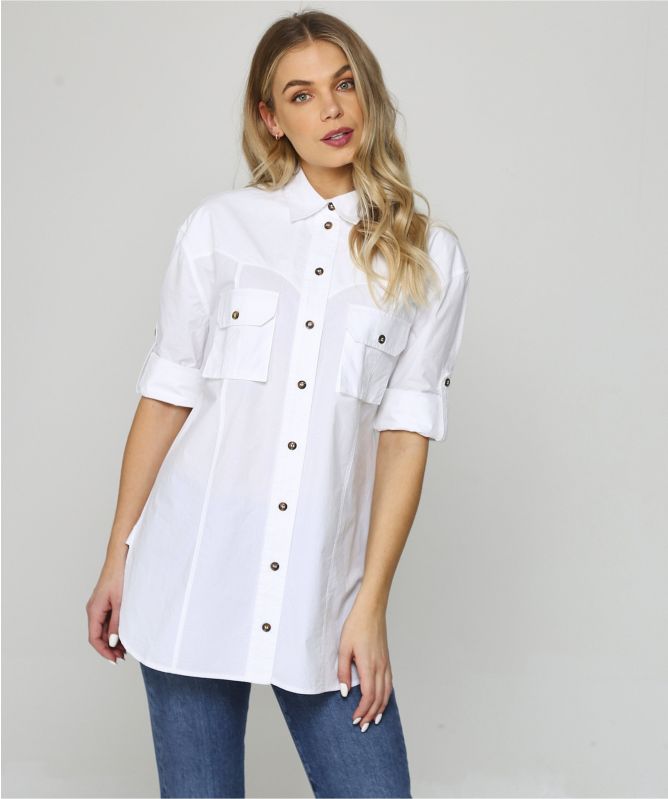 GANNI Button Through Cotton Poplin Shirt