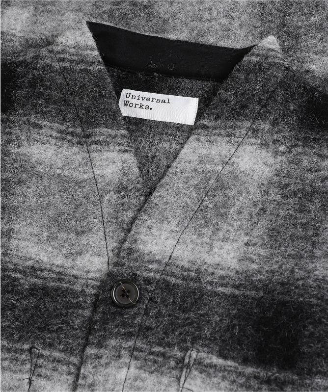 universal works checked wool fleece cardigan