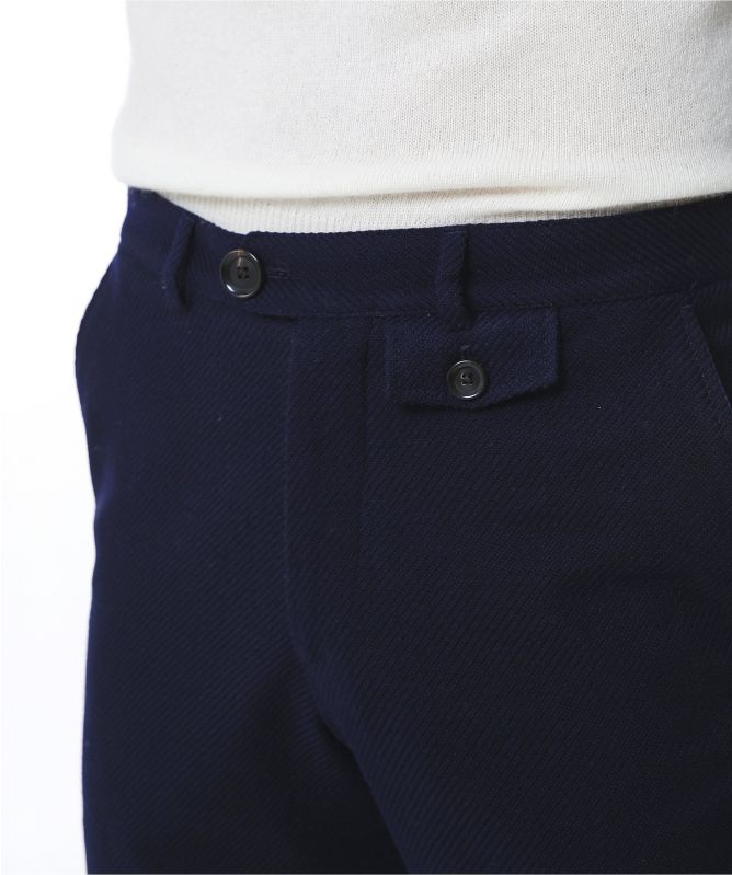 Wool Cotton Buttress Fishtail Trousers
