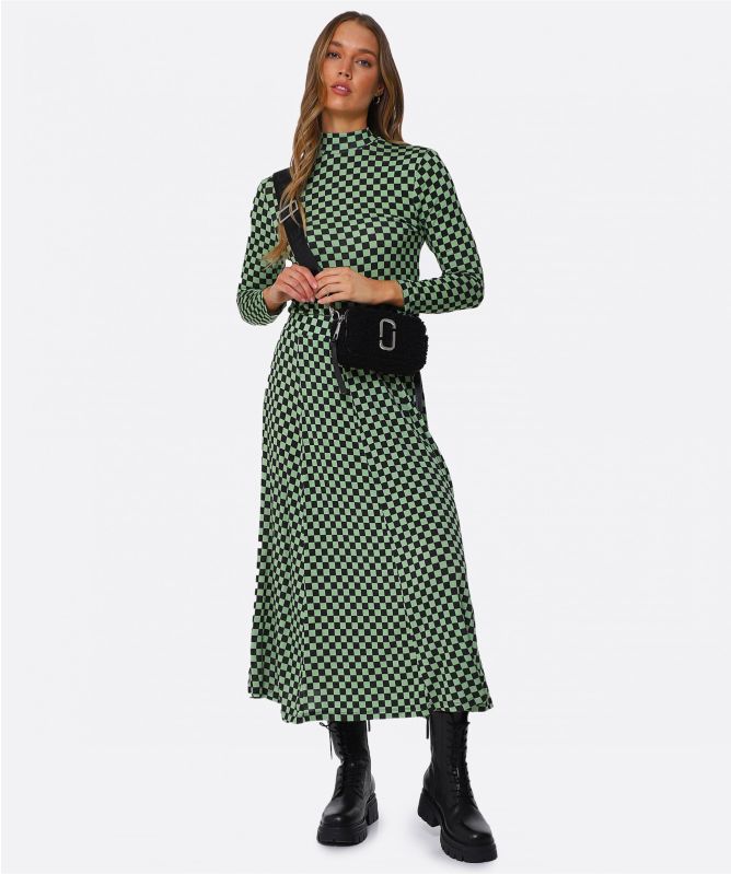 RIXO Green Long Sleeve Checkerboard Tully Top | Jules B