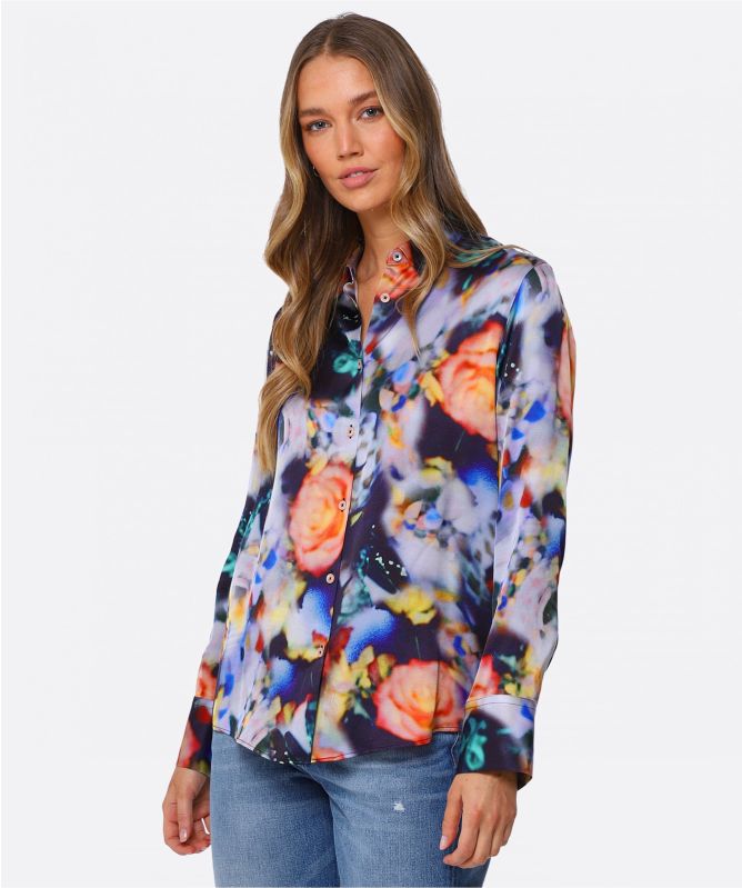 Paul Smith Satin Instant Rose Print Shirt