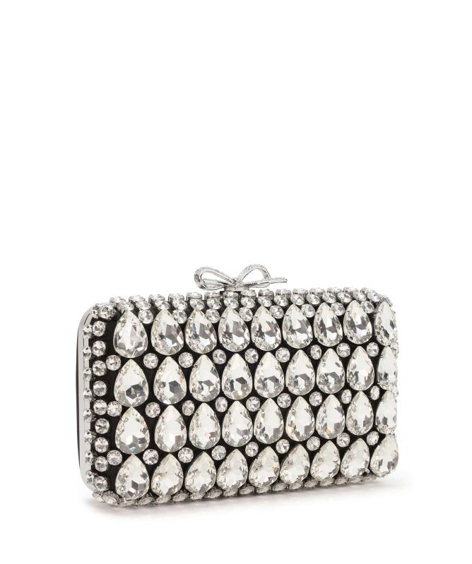 Self-Portrait Satin Crystal Bow Clutch