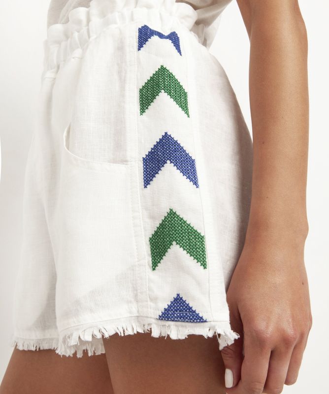 Greek archaic kori blue embroidered shorts main image 1
