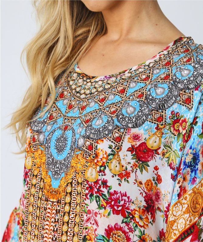 Inoa Covent Garden Silk Frill Sleeve Kaftan