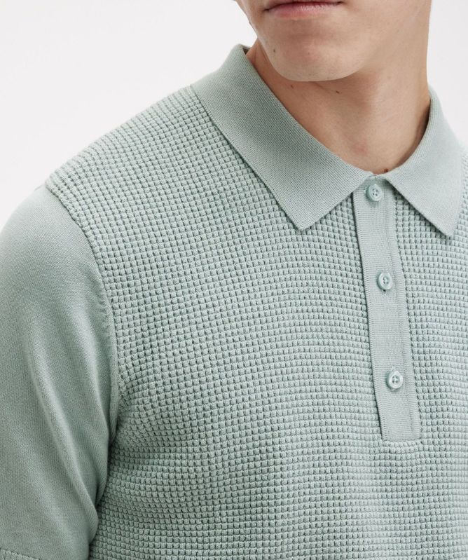 Fred Perry Light Blue Waffle Knit Polo Shirt