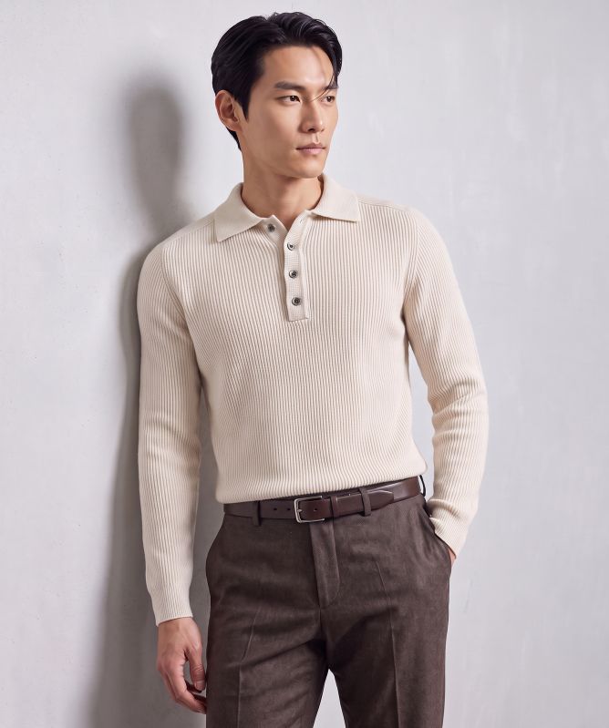 Profuomo Ribbed Polo Jumper