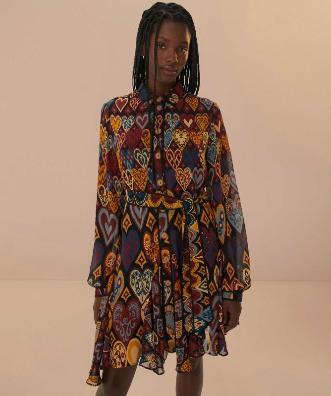 black hearts ikat mini dress Steal Your Heart Mini Dress - Chic Black Style