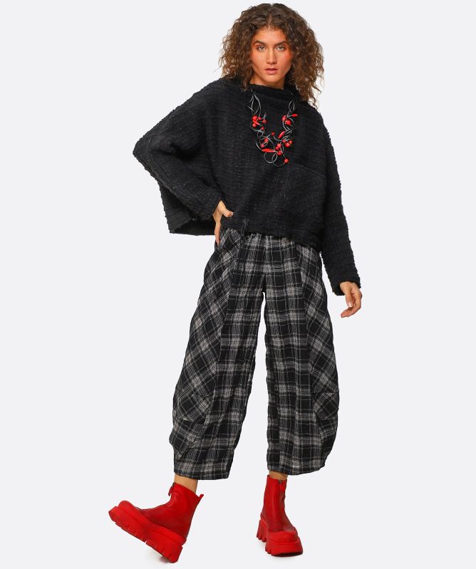 Thanny Kelly Cropped Textured Wool Blend Jumper