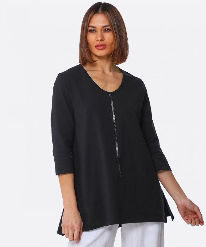 Philomena Christ 3/4 Sleeve Cotton Stitched Top
