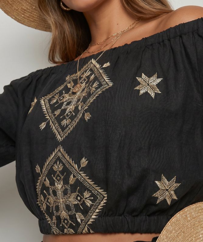 Greek Archaic Kori Lefkada Ruched Top