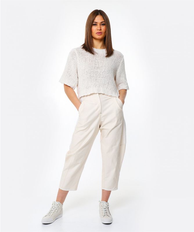 Lurdes Bergada Rustic Cropped Cotton Jumper