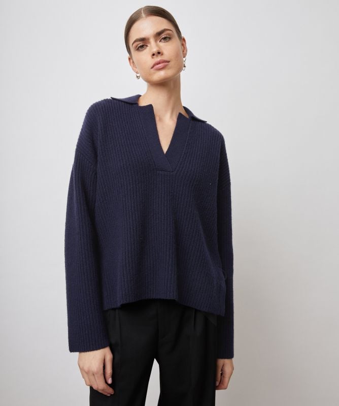 Rails Navy Harris Merino Cashmere Jumper Jules B