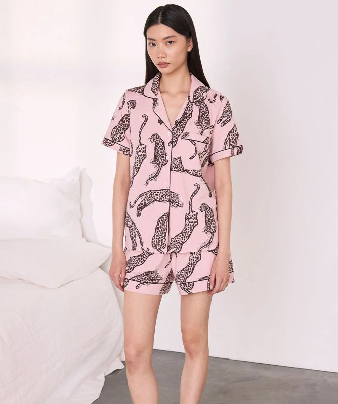 Chelsea Peers Organic Cotton Leopard Print Short Pyjamas