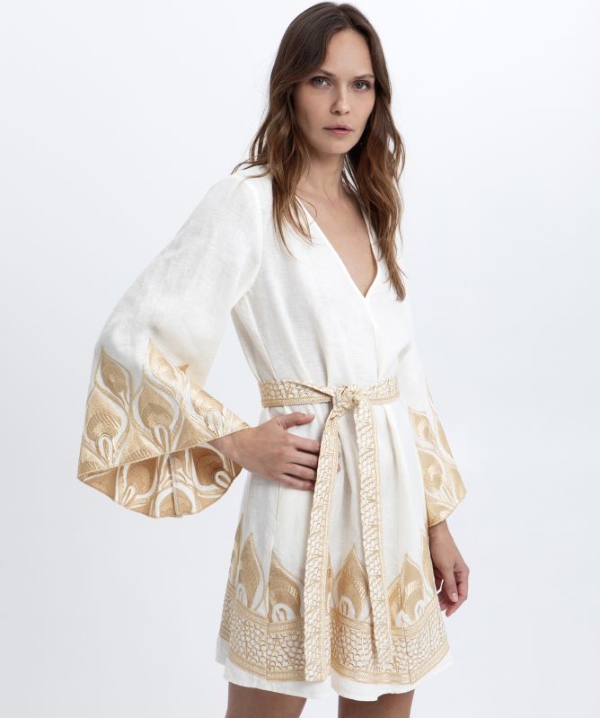 Greek Archaic Kori Phoenix Embroidered Wrap Dress | Jules B Greek Archaic Kori Phoenix Embroidered Wrap Dress | Jules B