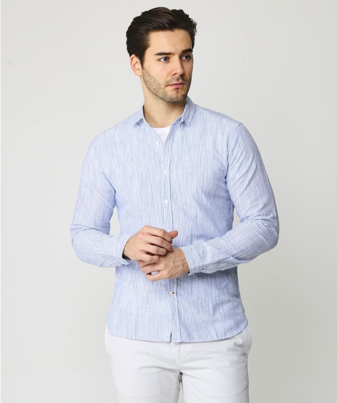 Slub Cotton Striped Clerkenwell Tab Shirt