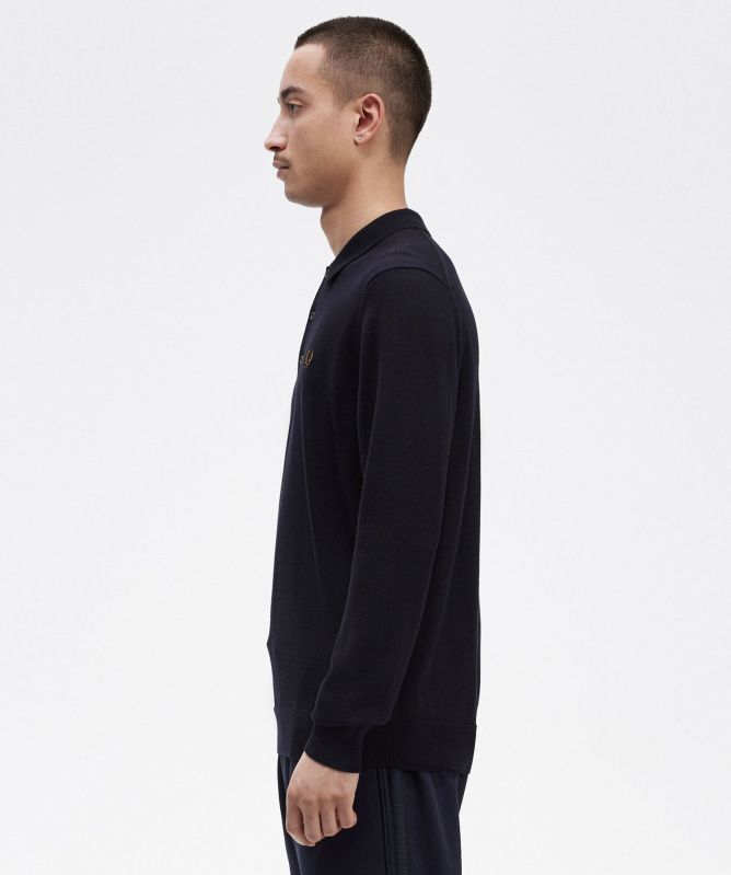 Fred Perry Knitted Long Sleeve Polo Shirt