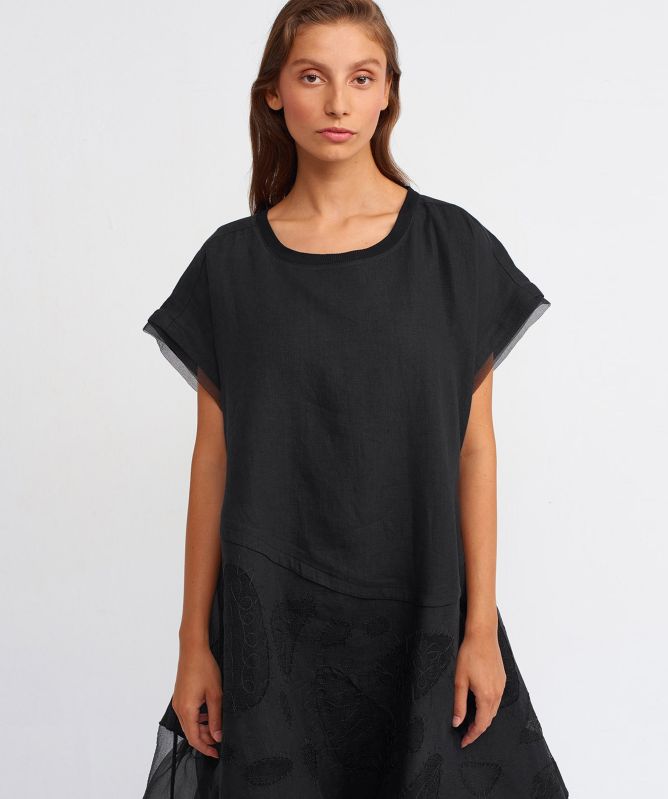 NU London Black Organza Hem Midi Dress | Jules B