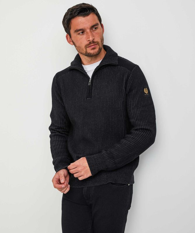 Belstaff Black Quarter Zip Stanley Jumper