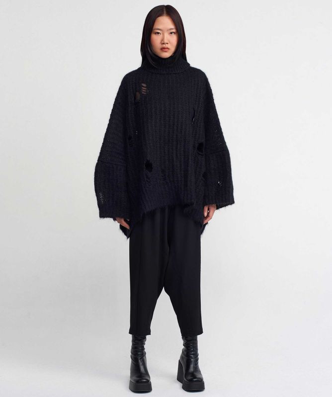 NU London Oversized Wool Jumper With Holes