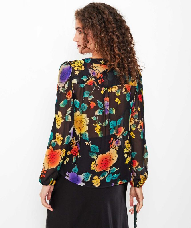 RIXO Giada V-Neck Blouse