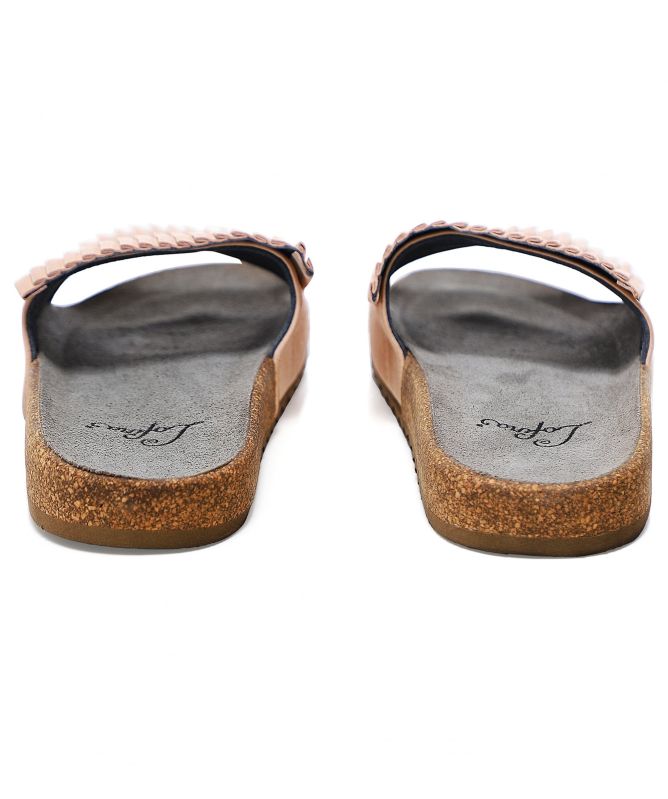 Lofina Pleated Leather Sliders