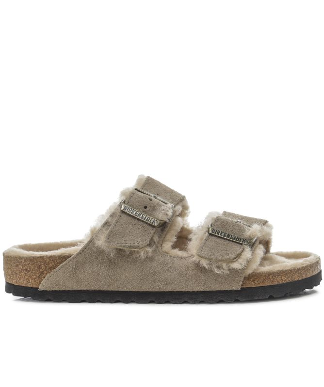 Birkenstock Arizona Shearling Suede Leather Sandals