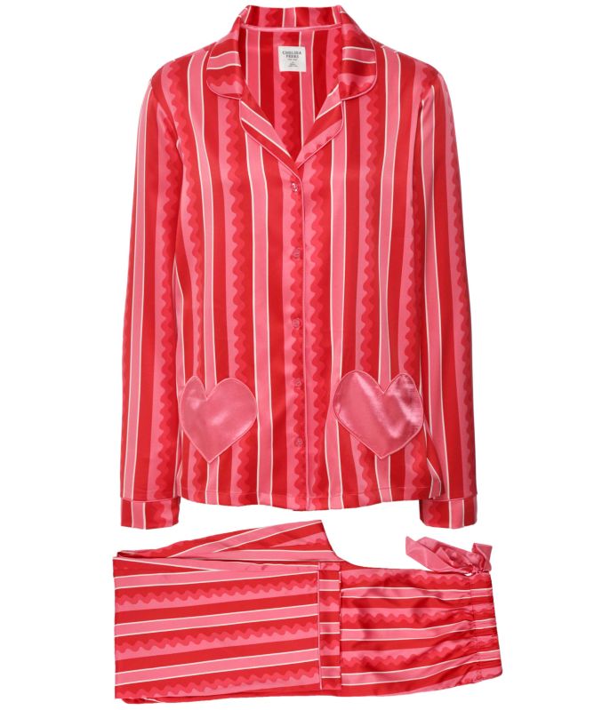 Chelsea Peers Satin Wiggle Heart Long Pyjamas