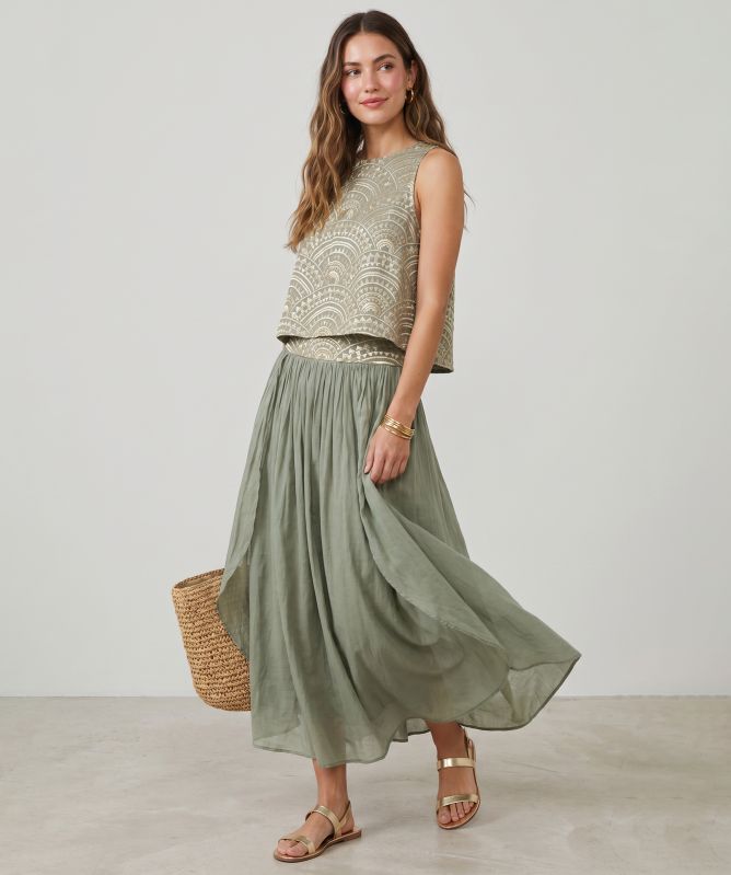 Greek Archaic Kori Triangle Maxi Skirt
