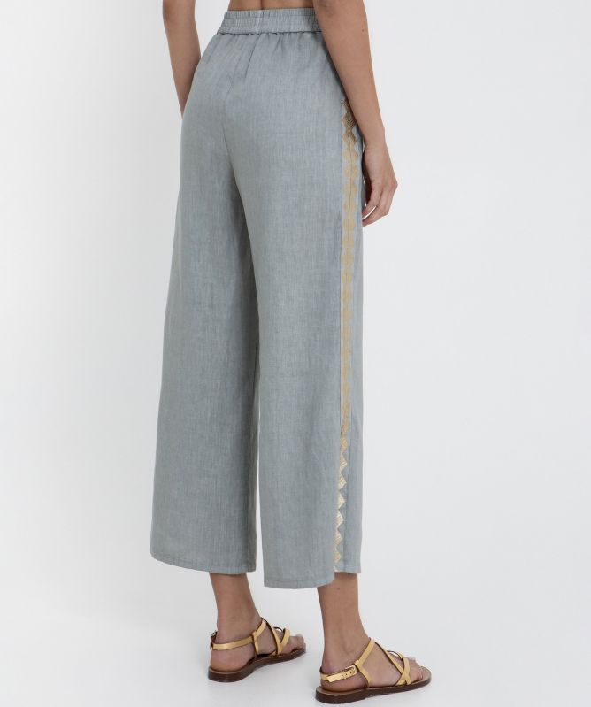 Greek Archaic Kori Feather Linen Trousers