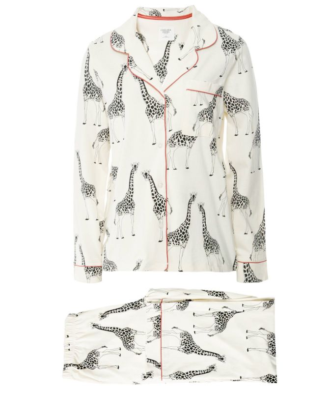 Chelsea Peers Organic Cotton Giraffe Print Long Pyjamas