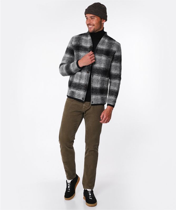Universal Works Checked Wool Fleece Cardigan