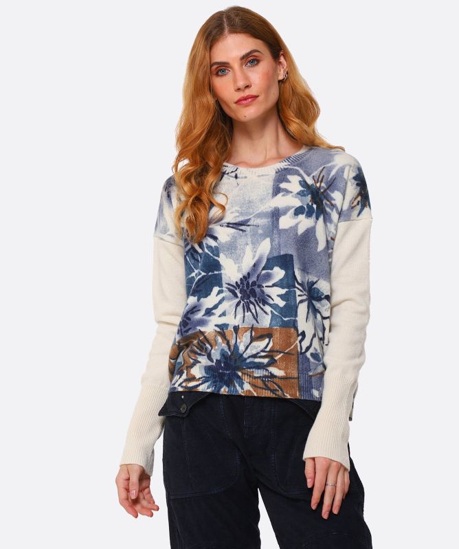 High Plausible Floral Wool Jumper