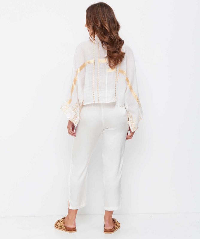 Greek Archaic Kori Drawstring Satin Pants