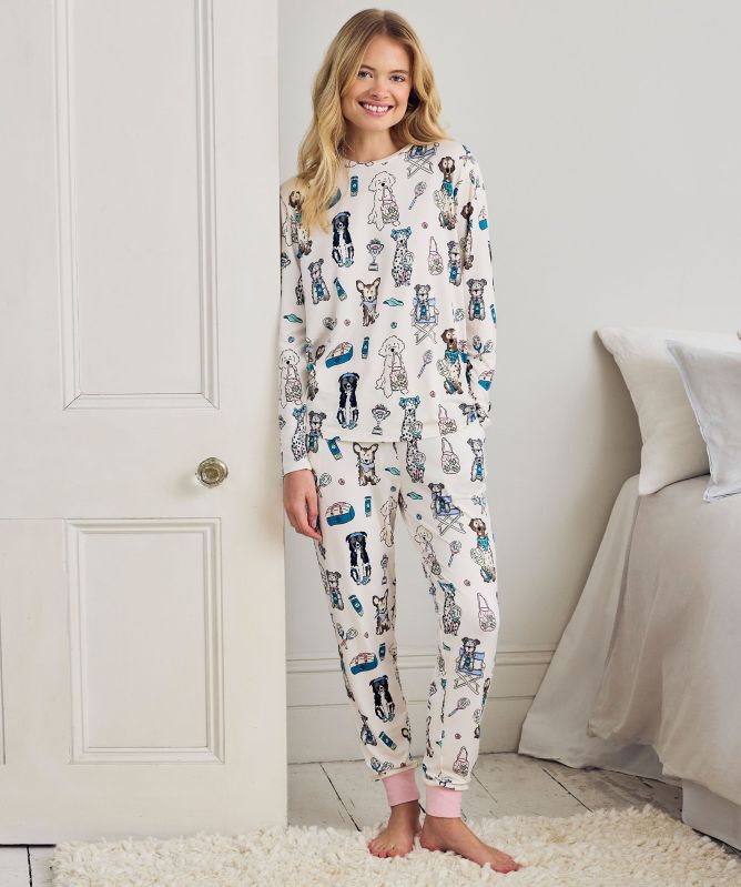 Chelsea Peers Tennis Dogs Print Long Pyjama Set