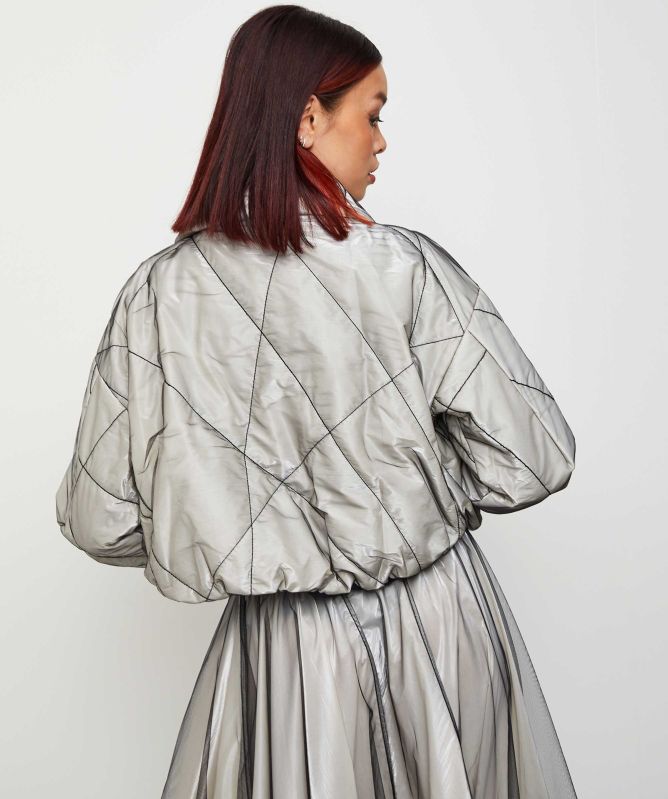 Bize Shiny Cropped Puffer Jacket
