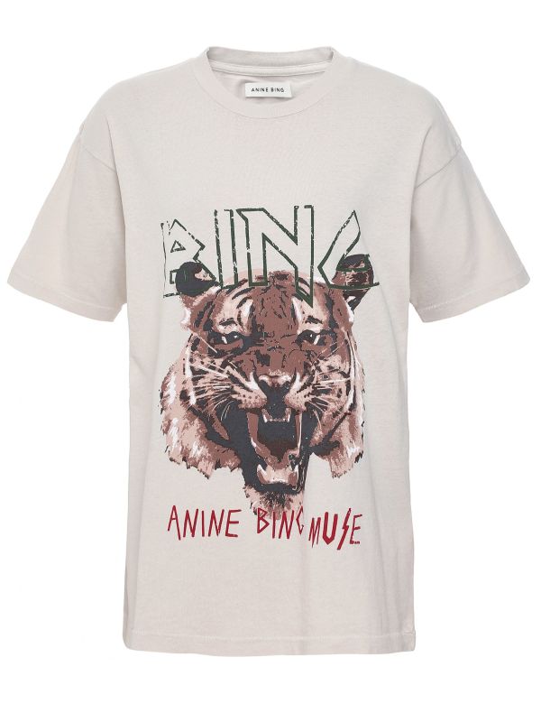 Anine Bing Beige Organic Cotton Tiger Tee | Jules B