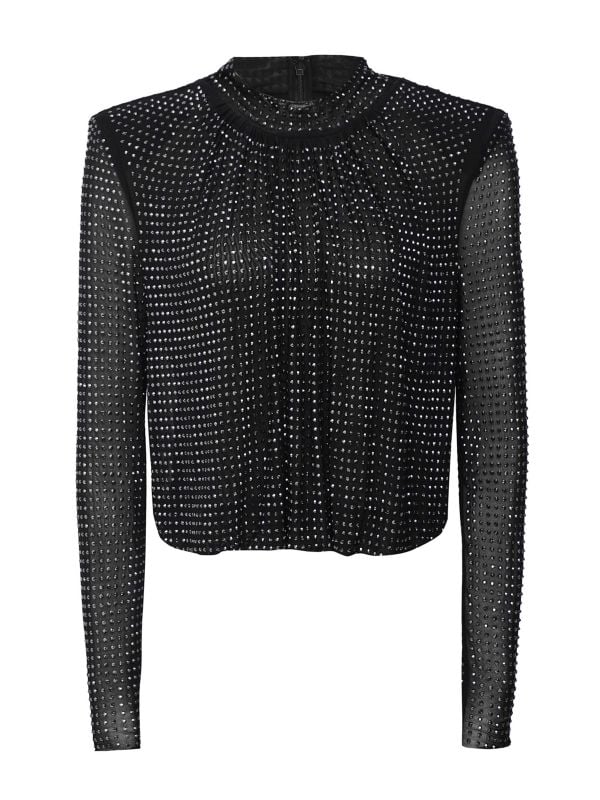 Self-Portrait Black Rhinestone Mesh Top | Jules B