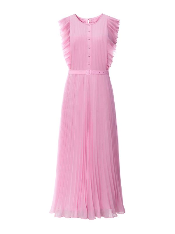 Self-Portrait Chiffon Sleeveless Tunic Ruffle Midi Dress